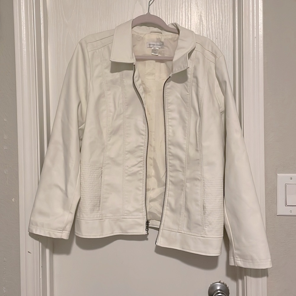 Christopher and banks XL white leather jacket never worn